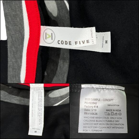 Code Five Men's Black/Camo Short Sleeve Tee Shirt Top Medium 100% Cotton - Picture 8 of 13